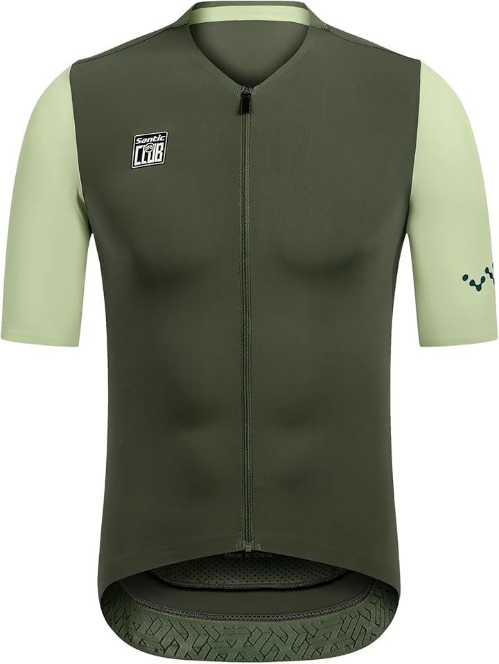 サイクルジャージ 半袖 サイクルウェア サイクリング 自転車 ロードバイク 夏(ぐんりょく, S)