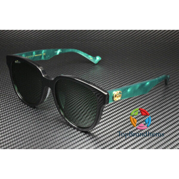 サングラス GUCCIGG0960SA 001 Round Black Shiny Green 55 mm Womens Sunglasses