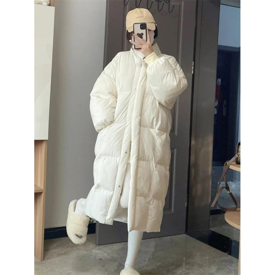 防寒 ダウン風コートジャケット 無地 ミドル ファッション ダウンコート 大きいサイズ ダウンジャケット ロングコート