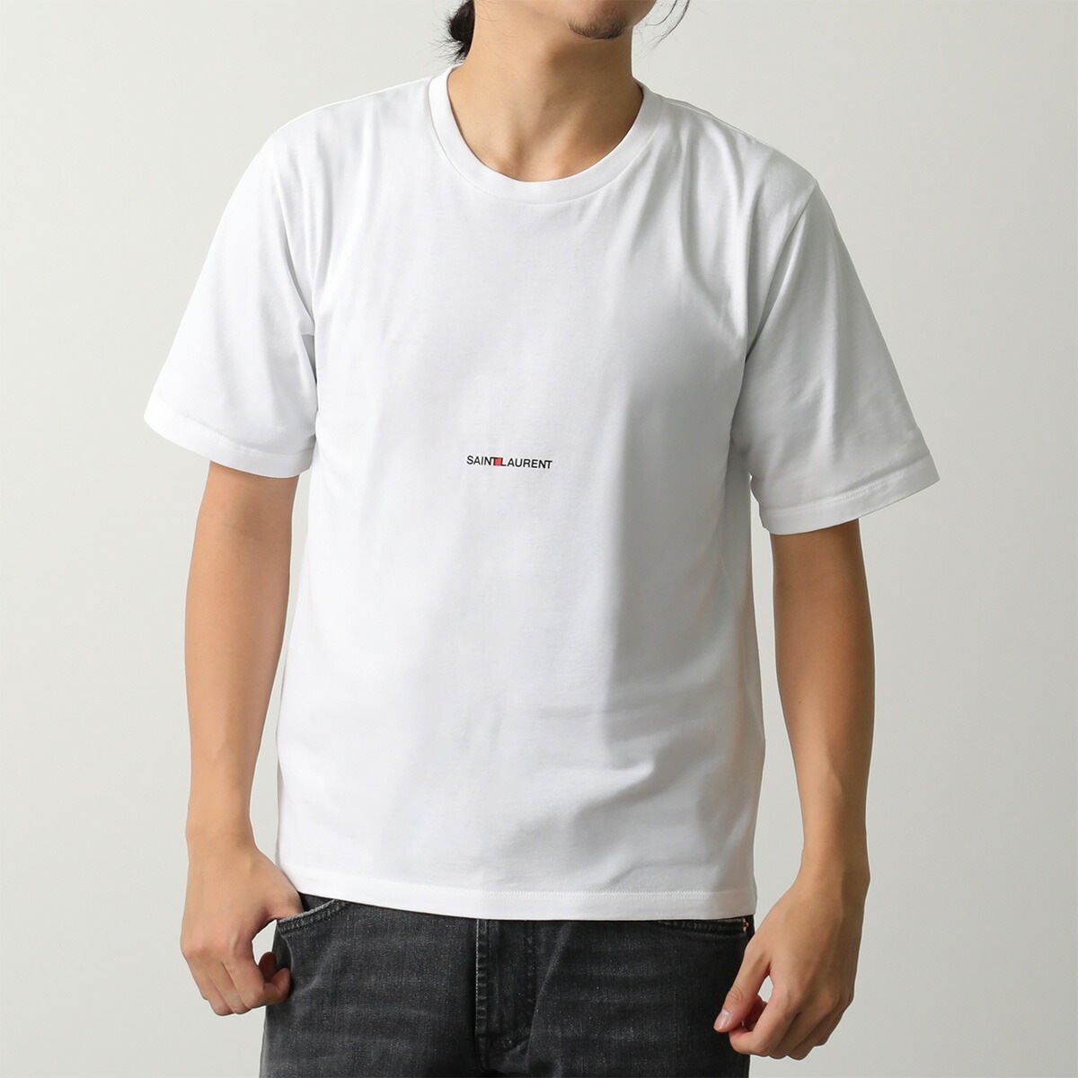 SAINT LAURENT サンローラン Tシャツ 460876 YB2DQ メンズ 半袖 カットソー ちびロゴ クルーネック 9000