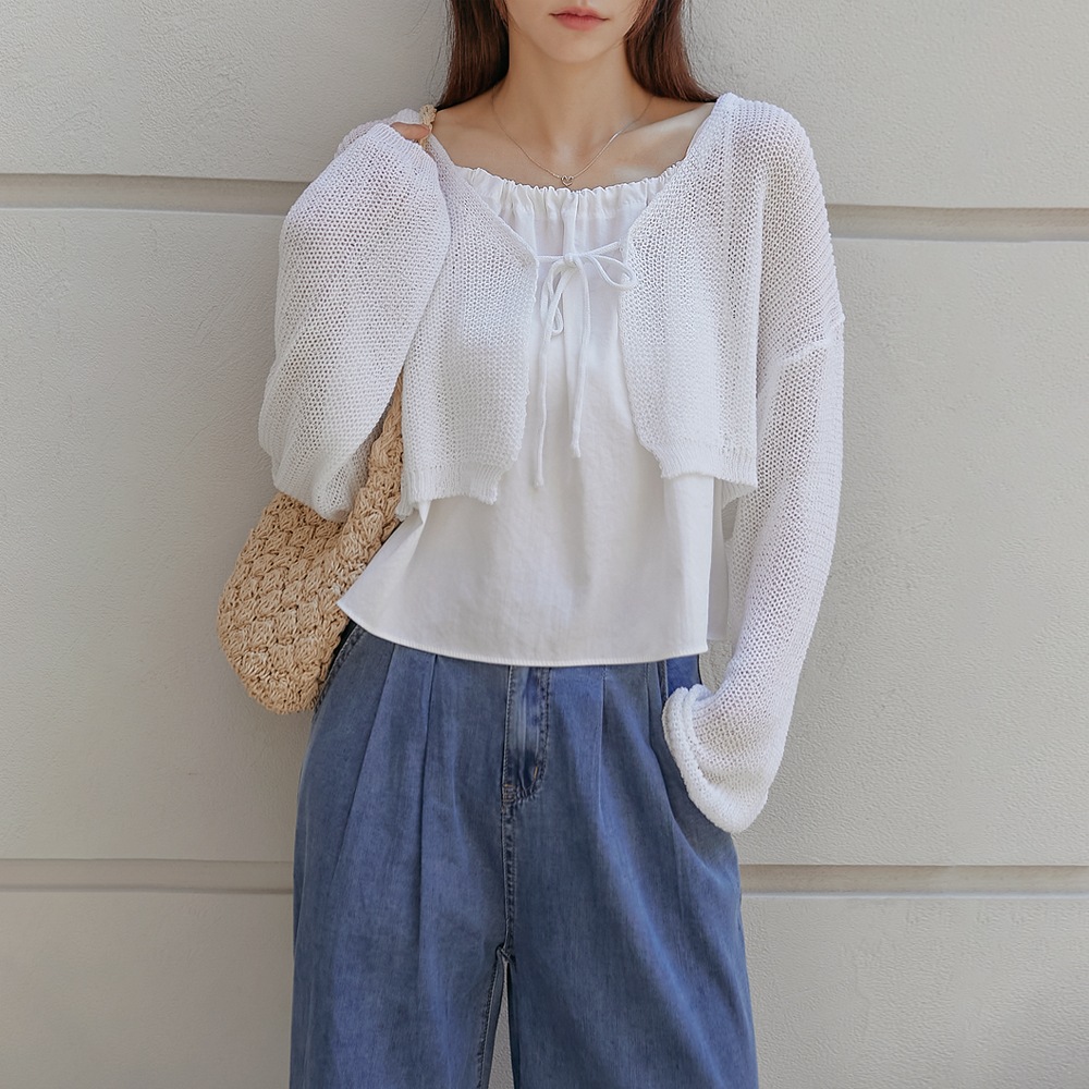 メンズストラップボレロニットカーディガン