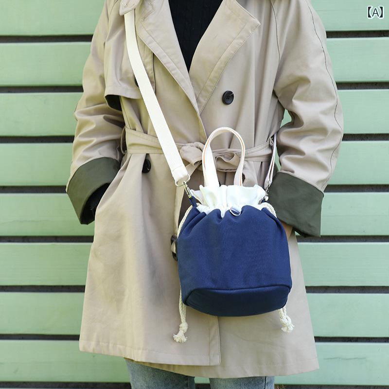 ショルダーバッグ 斜めがけ レディース おしゃれ 鞄 カジュアル キャンバス ハンドバッグ 巾着 花 ブルー レッド パープル