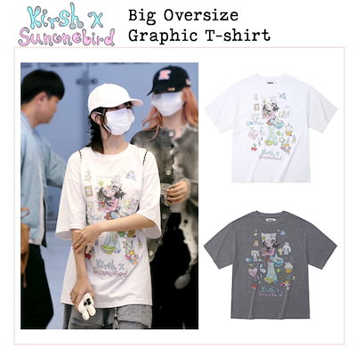 KIRSH☆IVEレイ着用KirshXSun BIG OVERSIZED GRAPHIC T-SHIRT Qoo10] キルシー [KIRSH X SUNONEBIRD] : レディース服