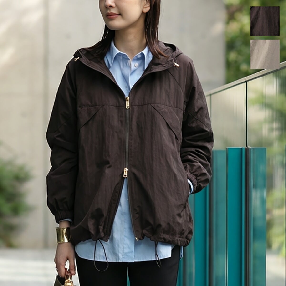 marmors マルモア ナイロンジャケット water repellent nylon windbreaker 226106008 レディース ウインドブレーカー 軽量 撥水 フード付き パッカブル