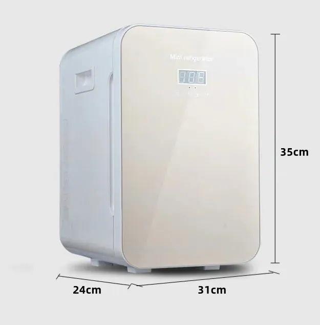 デュアルユース 新品13.5L 大容量 温水および冷水用 小型カー冷蔵庫 強化アルミニウム合金 冷蔵庫 美容品を保存する