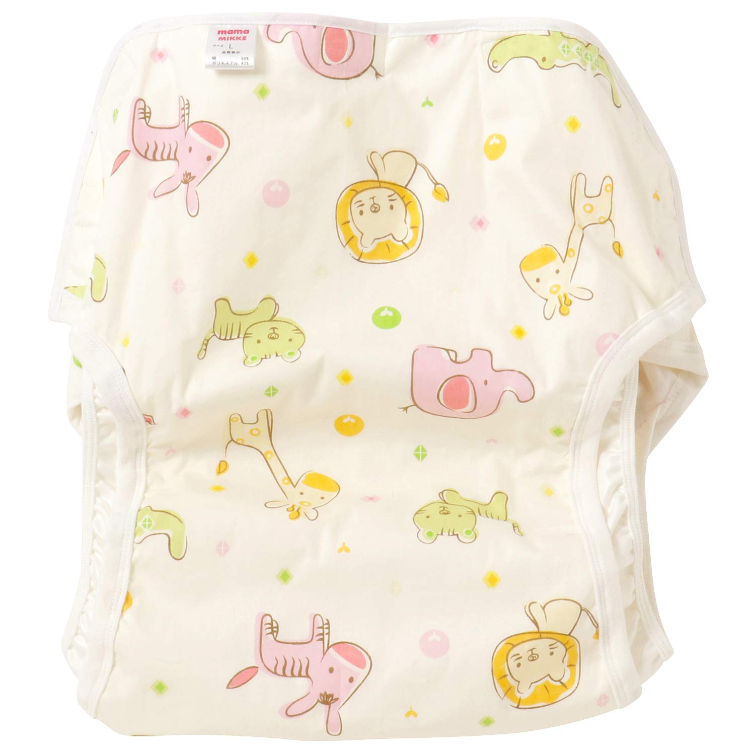 [ママミッケ] おむつカバー 股おむつ 大人用 かわいい マジックテープ サイズ調整 快適 防水加工 (らいおんぞう LL)