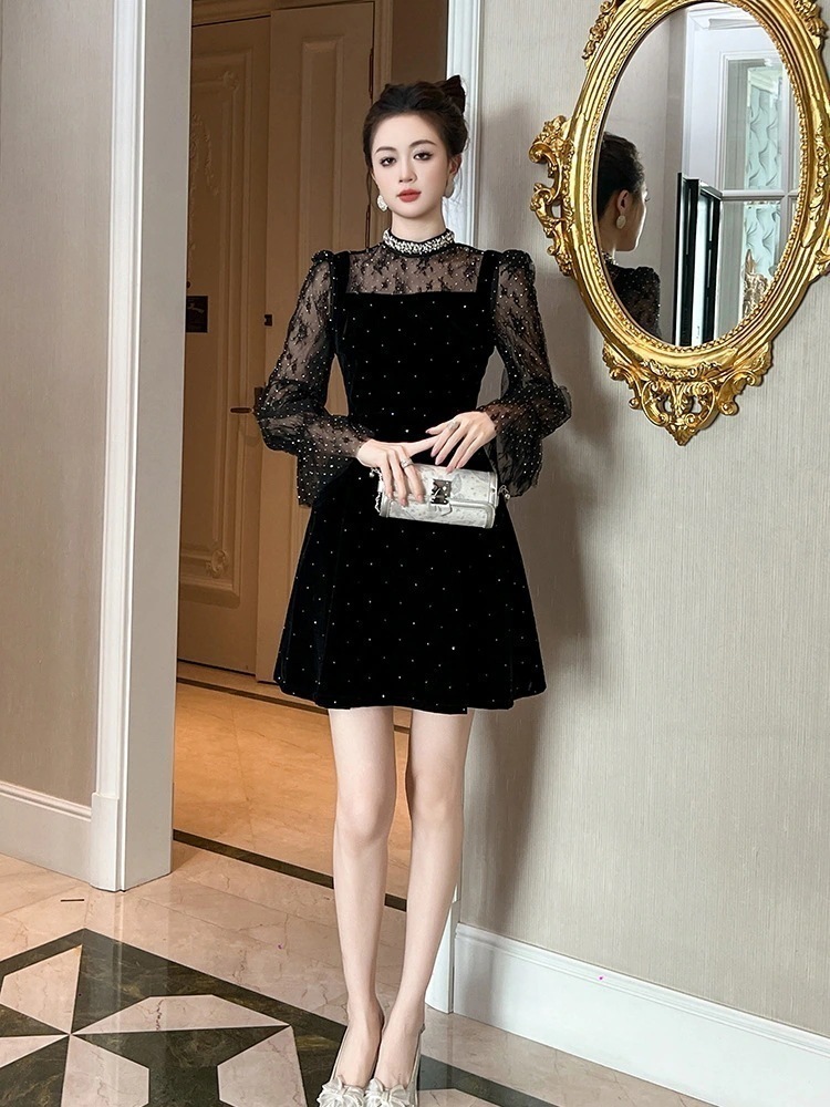 春 レースドッキング ショートワンピース ドレス パーティー キャバ 大人 同窓会 披露宴 卒業式 結婚式 演奏会 ウェディング 二次会