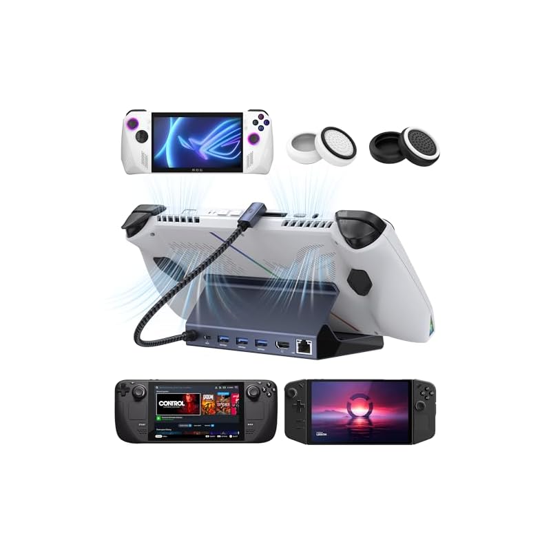 iVANKY ROG Ally/Legion Go/Steam Deck ドックASUS ROG Alloy用の6-in-1ハブドッキングステーションHDMI 4K@60HzギガビットイーサネットノートPC