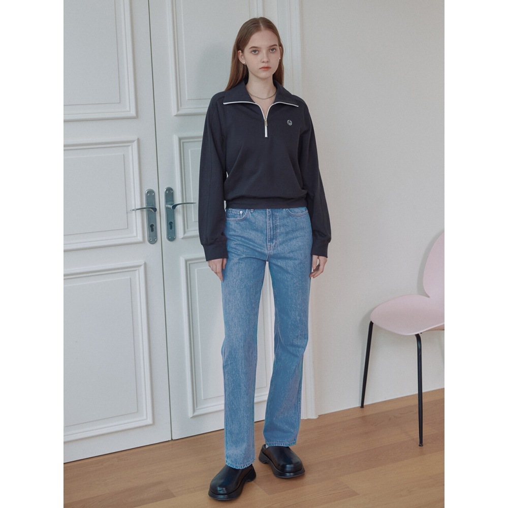 OPEN Yy】 YY STITCH FRONT JEAN COTTON PANTS : BLACK OPEN Yy】 YY STITCH FRONT JEAN COTTON PANTS : BLACK