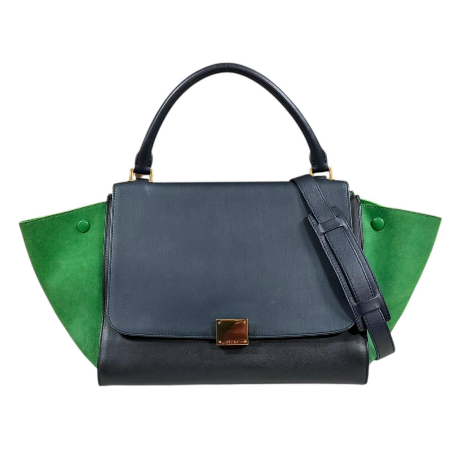 セリーヌ トラペーズ ショルダーバッグ レザー ブラック CELINE 中古