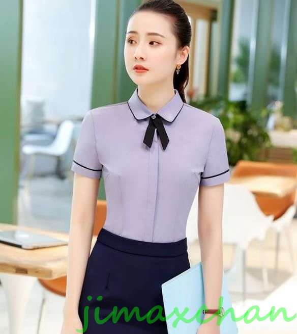 サマー　2color 中袖 　通勤オフィス ワイシャツ シャツ ブラウス ビジネス レディース シャツ 制服 フォーマル　オフィス ワイシャツ トップス　スーツ リクルート