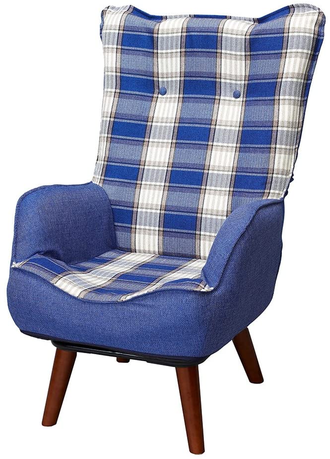 【500円引きクーポン】 [ドウシシャ] ブルー 座面回転式 立ち座りラクラク 座椅子 ハイバック 1人掛けソファー 高座椅子 テーブル