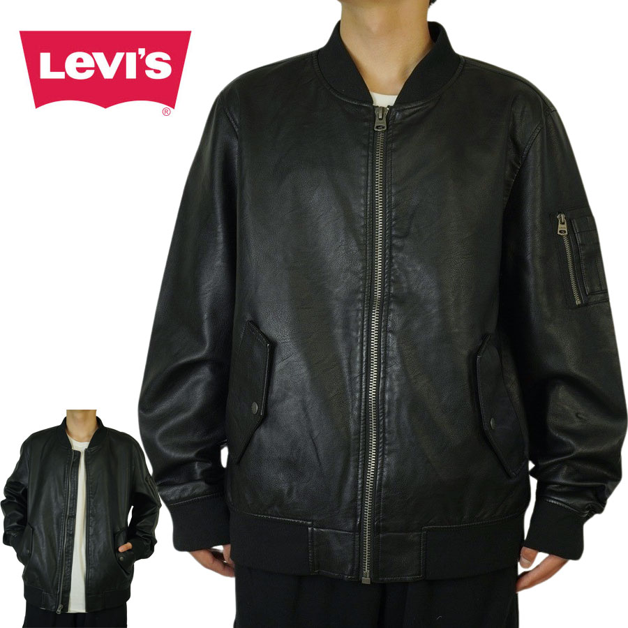 リーバイス LEVISメンズ ジャケットFAUX LEATHER VARSITY JACKETフェイク レザー バーシティ ジャケットBLACK(ブラック)