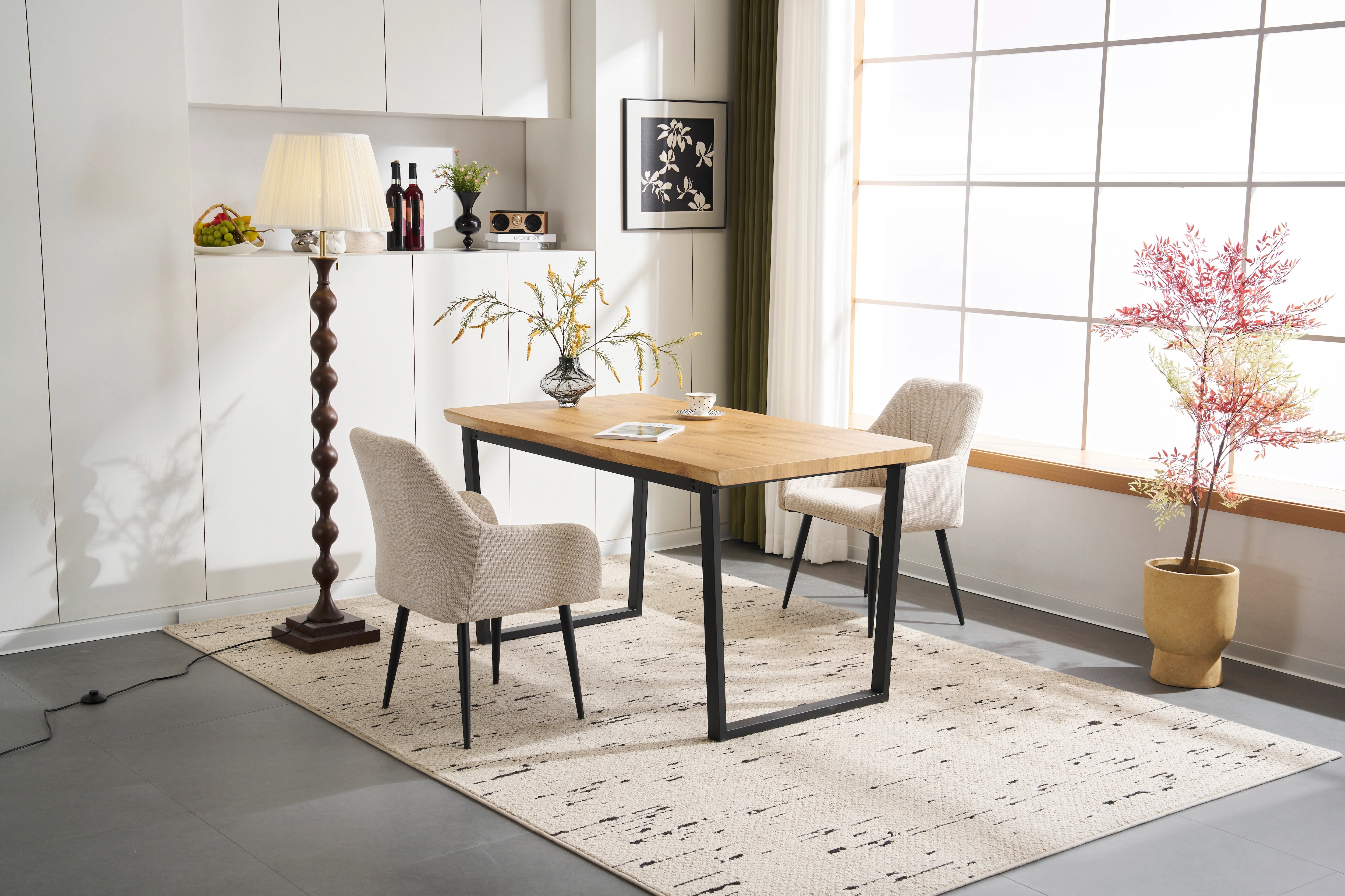 【国内発送 無-送料】1305【set品】ダイニングテーブル 食卓 4人用 2人用 幅140cm おしゃれ 組み立て非常に簡単 ソリッド ハイエンド ヴィンテージ風 モダン 客用 書斎用 シンプル 波