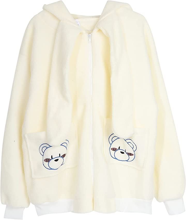 かわいい パーカー もこもこ XXL( ホワイト, 2XL)