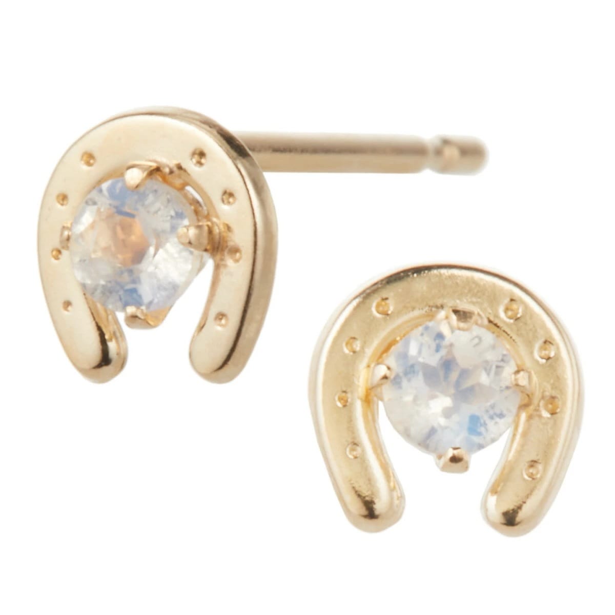 ピアス レディース 日本製 K10YG ムーンストーン 馬蹄 ホースシュー 一粒 6月 誕生石