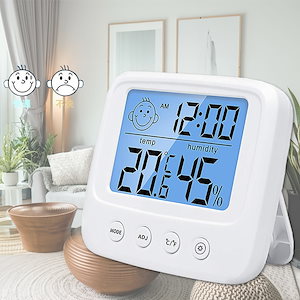 温湿度計 バックライト デジタル コンパクト 時計 アラーム 目覚まし時計 カレンダー バックライト付き 日本語説明書付き 健康管理 乾燥対策 赤ちゃん健康管理 温湿度管理 体調管理