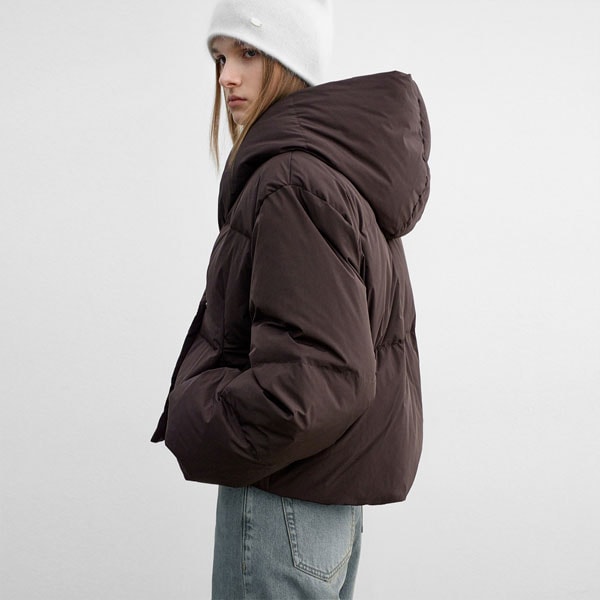 HOODED DUCK DOWN CROP PUFFER (JP-585)