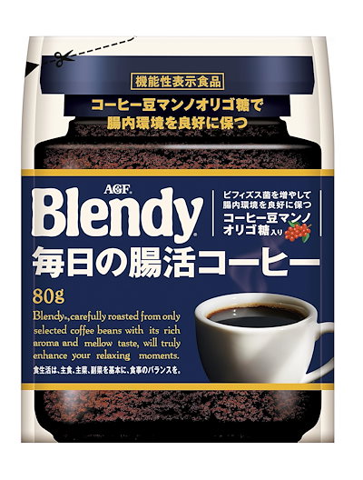 他サイト： AGF ブレンディ 毎日の腸活コーヒー袋 80g 【 インスタントコーヒー 】 【 水に溶ける 】 【 詰め替え 】 【 マンノ オリゴ糖 】の商品画像