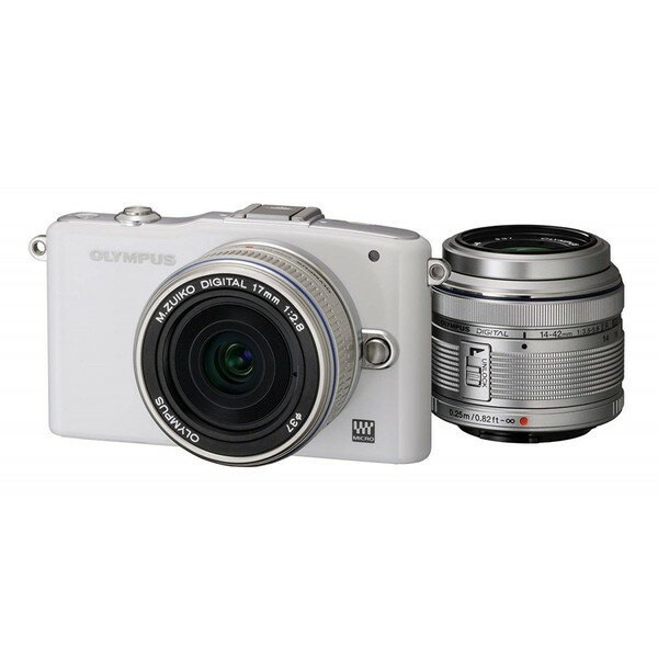 中古　保証付OLYMPUS PEN mini E-PM1 ツインレンズキット ホワイト/ デジタルカメラ / ミラーレス一眼 / ミラーレス一眼レフカメラ
