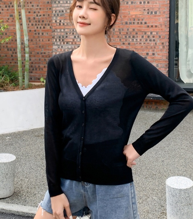 トップス デート モテアイテム カーディガン 長袖 透け感 シースルー ニット 薄手 可愛い きれいめ 上品 おしゃれ かっこいい 可愛い ラブリー キュート ガーリー クール モード系