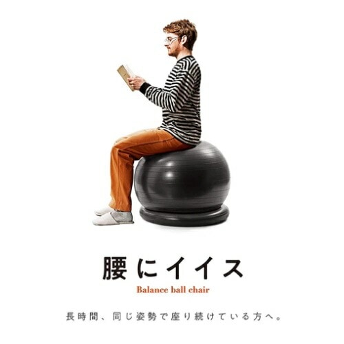 erugam バランスボール 腰にイイス 65cm ブラック 安定リング ポンプ付 #54146