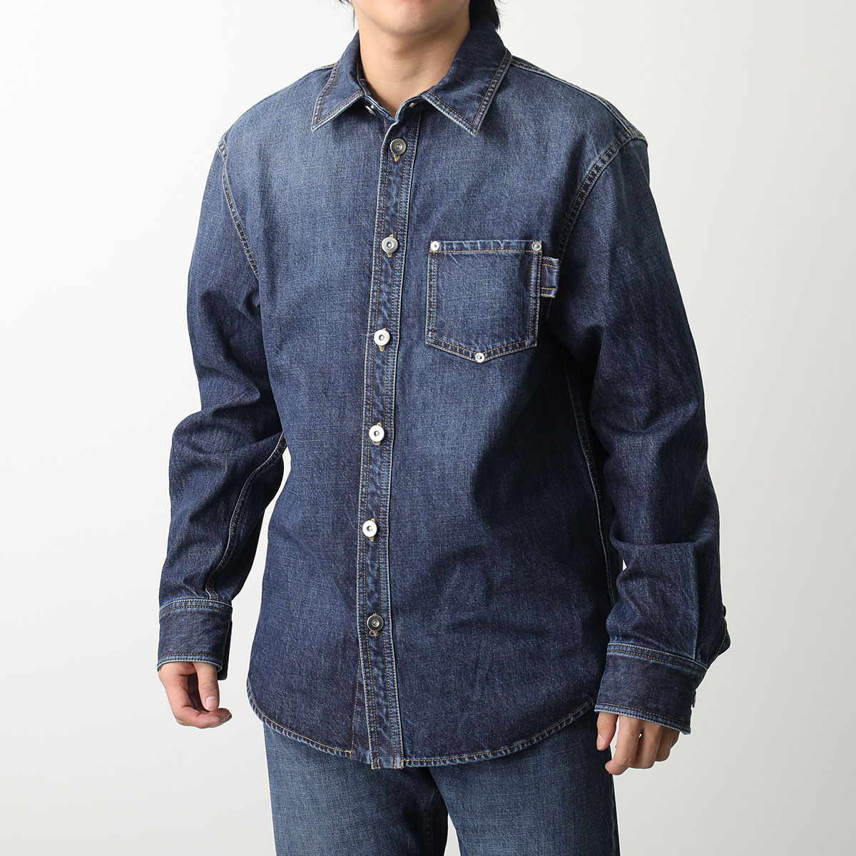BOTTEGA VENETA ボッテガヴェネタ デニムシャツ 754703 V2J80 メンズ ウォッシュ 長袖 胸ポケット ジャケット ブルゾン 4715