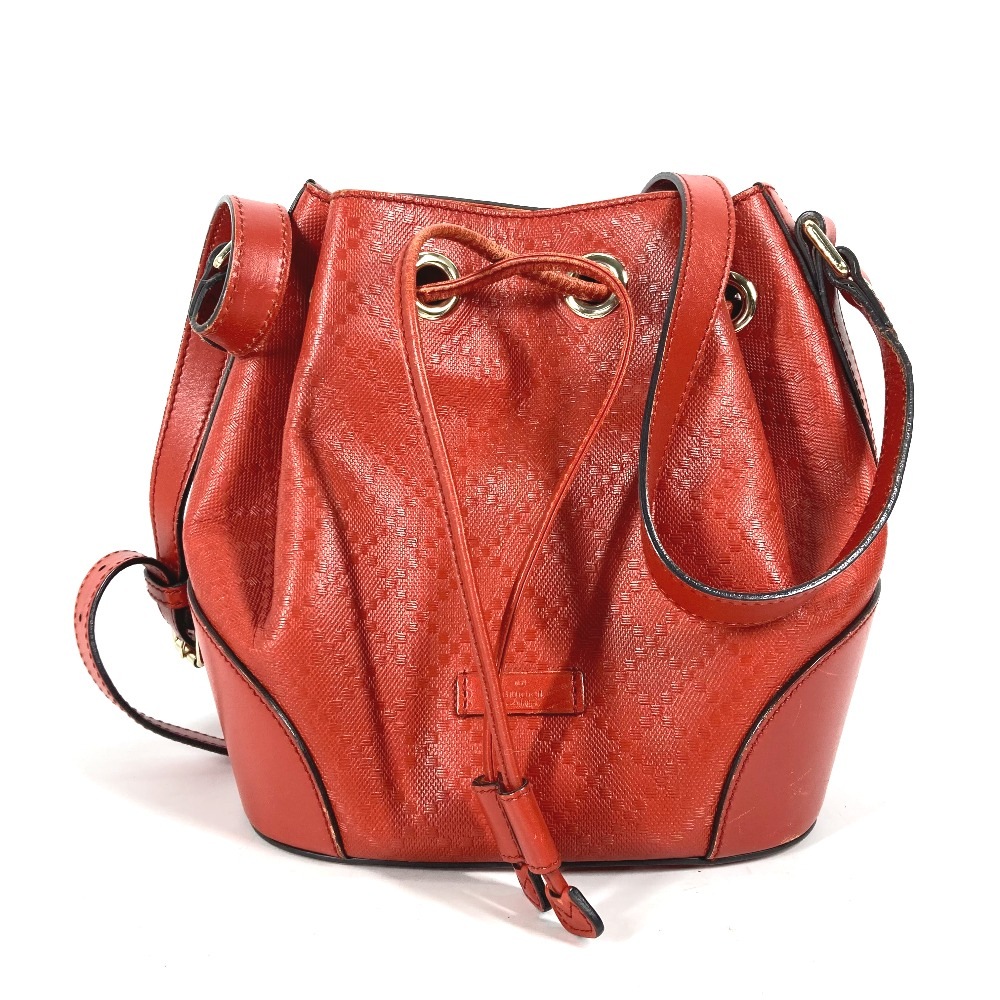 ショルダーバッグ 354229 ディアマンテ バケツ ばけつ 巾着 カバン 斜め掛け レザー オレンジ系