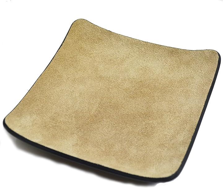 atelierCODEL レザートレイ 小物入れ 1枚の革から職人が形作る芸術的な曲線 本革 アクセサリートレイ キャッシュトレイ 大きめ(スウェード革ベージュ, 正方形)