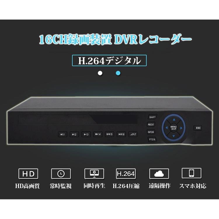 16CH-DVRデジタルレコーダー DVR NVR AHD 3in1 カメラ16台接続可能 スマホでどこからでもリアルイム監視遠隔操作 VGA/HDMI出力 DVR16CH