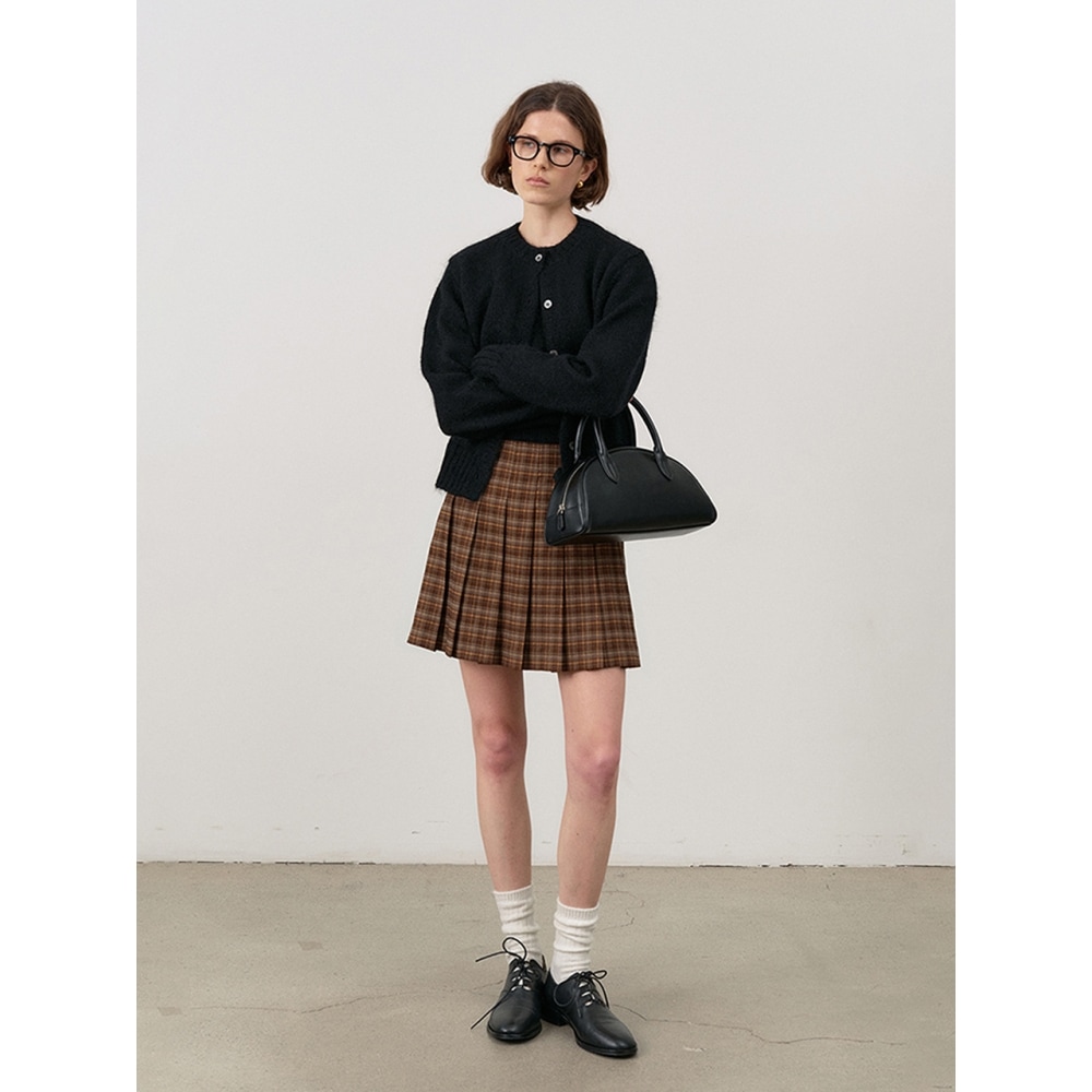 Dunst 女性用プリーツミニチェックスカートブラウンチェック UDSK4C204W2
