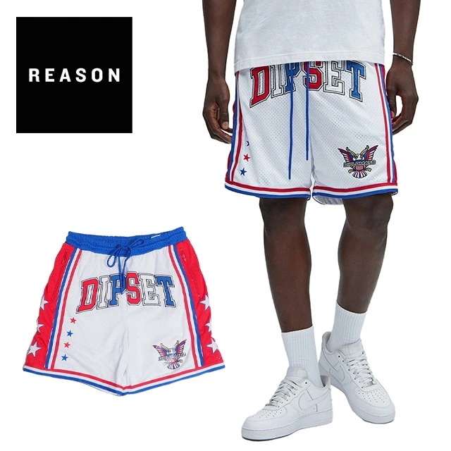 REASON リーズン DIPSET ディプロマッツ ディプセット ハーレム BASKETBALL SHORT MESH SHORTS/ポリエステル メッシュ素材 / ウエストゴム ショートパンツ バ