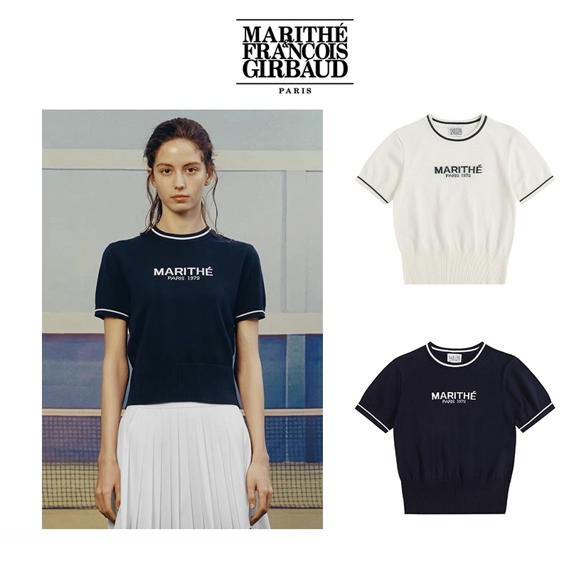 marithe francois girbaud送料無料ニット半袖 ラウンドネック Tシャツ・カットソー 半袖