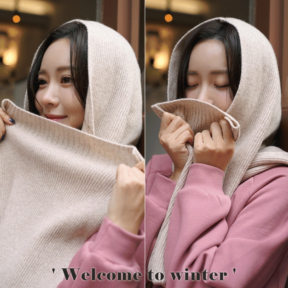 クリック＆ファニーチューリングフード付きウールマフラー 6,320円