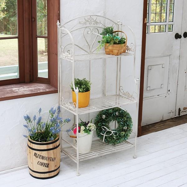 3段ラック ホワイト 白 棚 ラック アンティーク スチール ミッドセンチュリー カフェ 北欧 レトロ