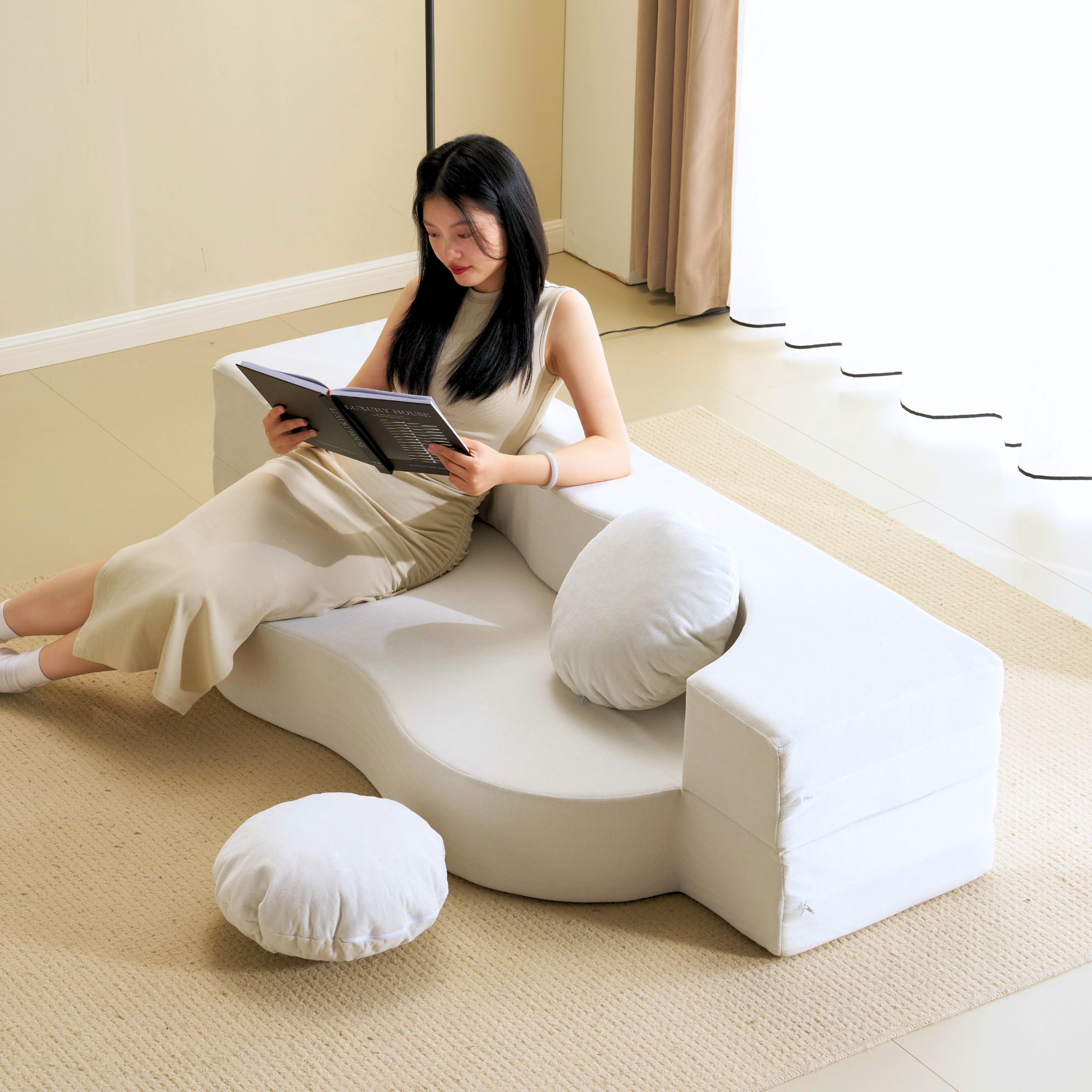 【国内出荷-送.料.無.料】2人掛けソファベッド組立て不要フロアソファこたつ用ソファーコンパクト座椅子ローソファ1人暮らしマルチに使えるクッション付き1人掛け完成品運びに便利だ軽いソファー圧縮梱包～2