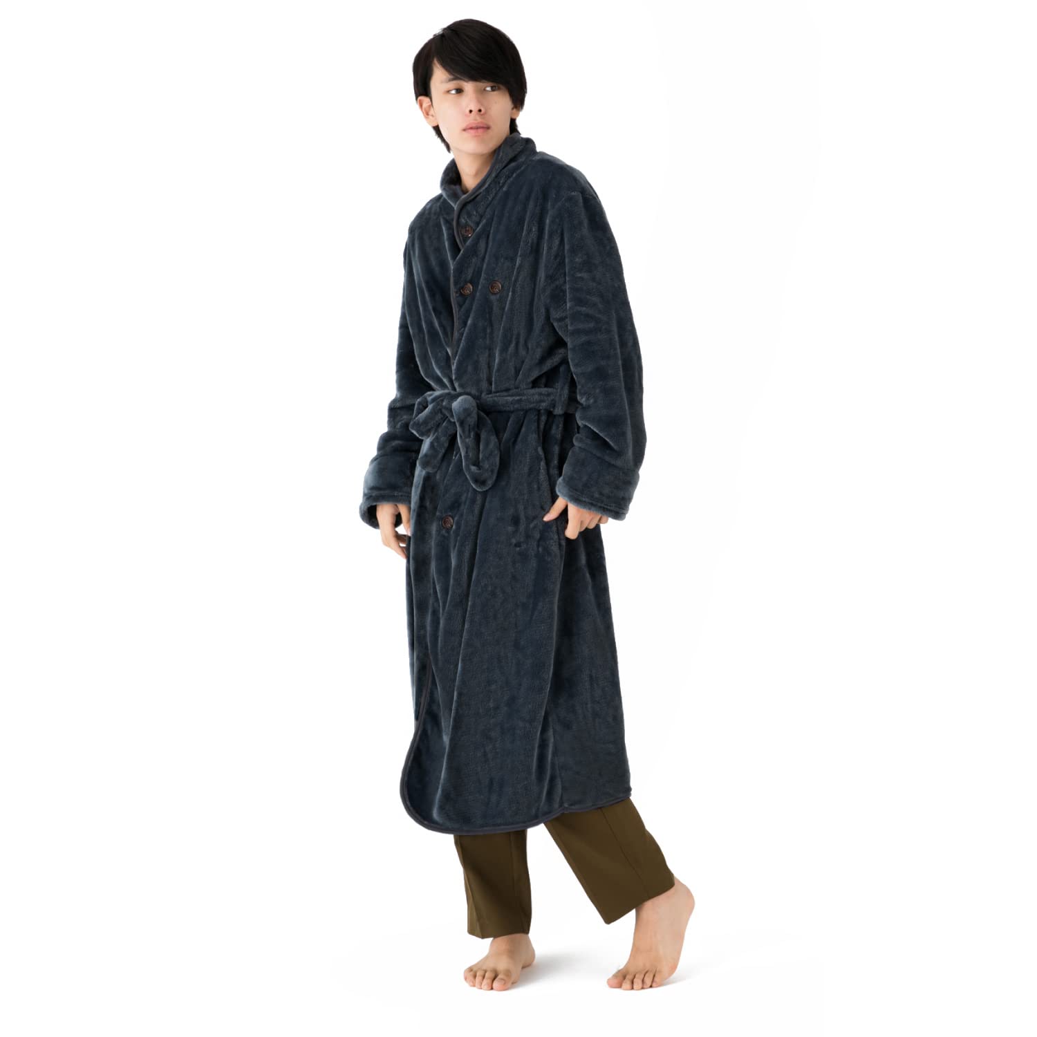 [トゥーベスト] 着る毛布 メンズ レディース パジャマ ルームウェア 男女兼用 かいまき 部屋着 ガウン フランネル 静電気防止 ふわふわ 冬 洗える 保温 軽量 着丈125cm ナイトブルー