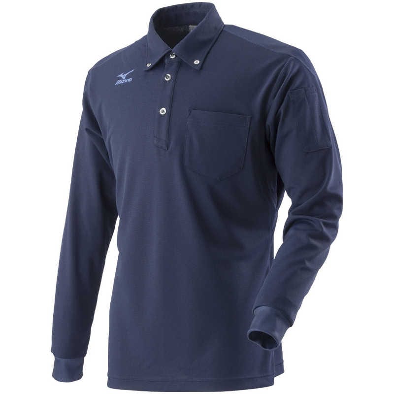 ミズノ　ワークボタンダウンポロシャツ長袖［ユニセックス］ 2XL 14：ネイビー　C2JA818114