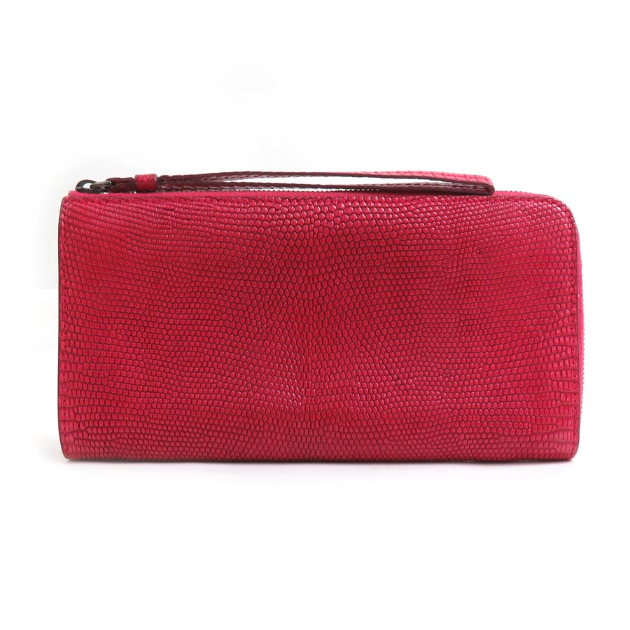 ボッテガヴェネタ BOTTEGAVENETA L字ファスナー長財布 リザード ピンク レディース h31698a