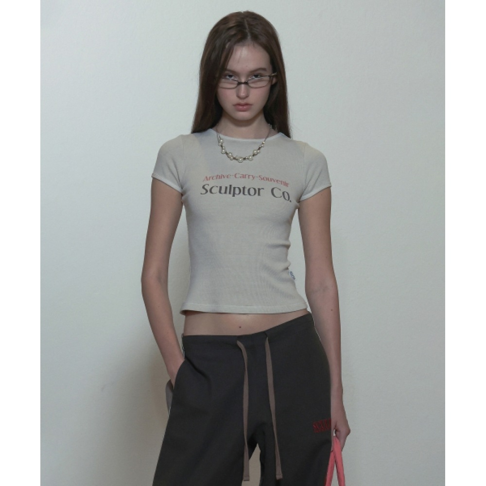 SCULPTOR アーカイブピグメントベビー T シャツダスティアイボリー