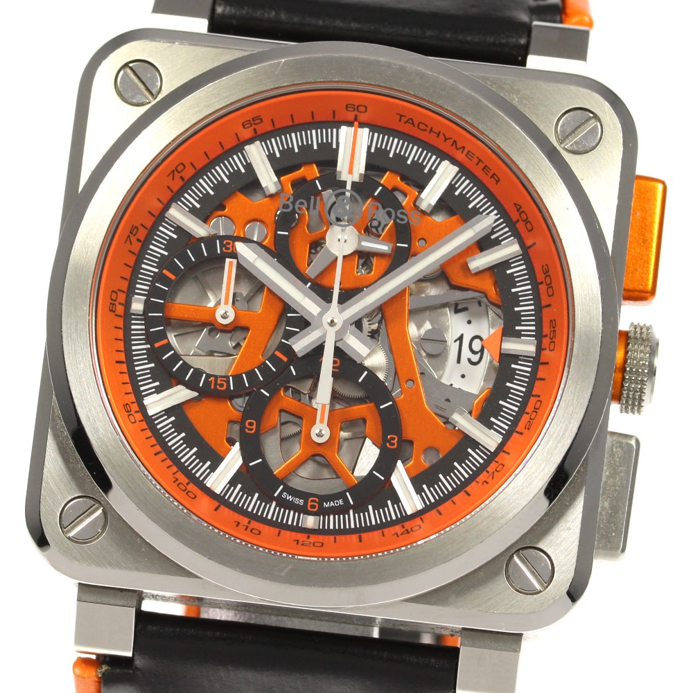 箱保証書付き【Bell＆Ross】ベル＆ロス BR03 エアロGT 500本限定 BR03-94-AERO-GT-ORENGE 自動巻き メンズ_716781【中古】