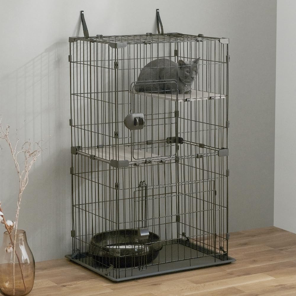 アイリスオーヤマ コンパクトキャットケージ ダークグレー 2段ダークグレー