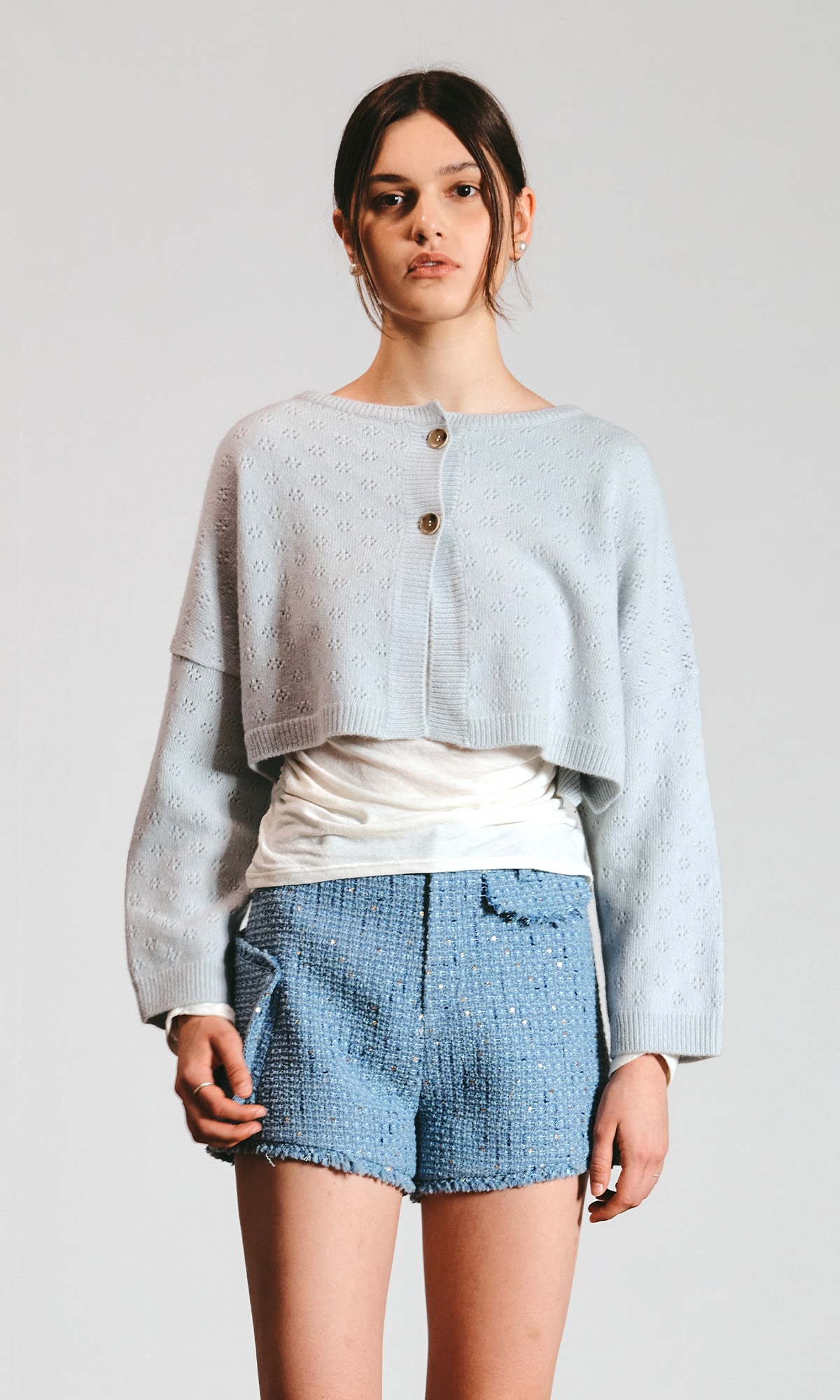 【J.CHUNG】 MELLE KNIT CARDIGAN : PALE BLUE