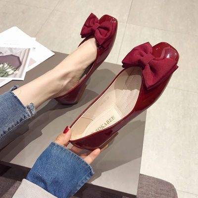 リボンパンプス シューズ 靴 レディースシューズ レディースパンプス スクエアトゥパンプス フラット ぺたんこ ペタンコ スクエアトゥ リボン PU かわいい 大人可愛い きれいめ シンプル