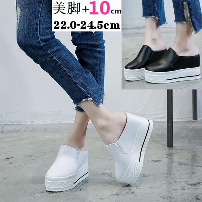 スリッポン レディース 厚底 スニーカー インヒール 脱ぎ履きし易い 靴 カジュアル 長時間でも疲れにくい オシャレ ホワイト ブラックdi565s1s1x1