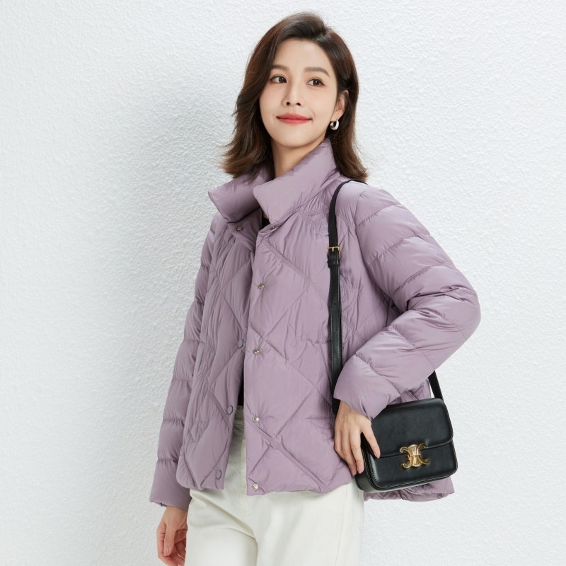 2023年秋冬新型軽薄ダウンジャケット女性立襟90白鴨パイルファッション痩せ韓版ショートコート