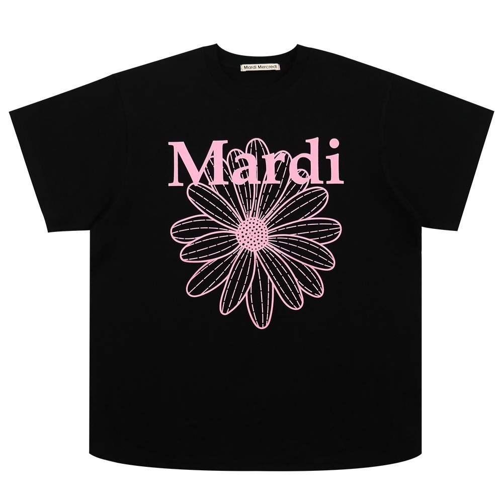 Tシャツ TSHIRT FLOWERMARDI BLACK PINK 半袖 レディース 韓国 ファッション アパレル