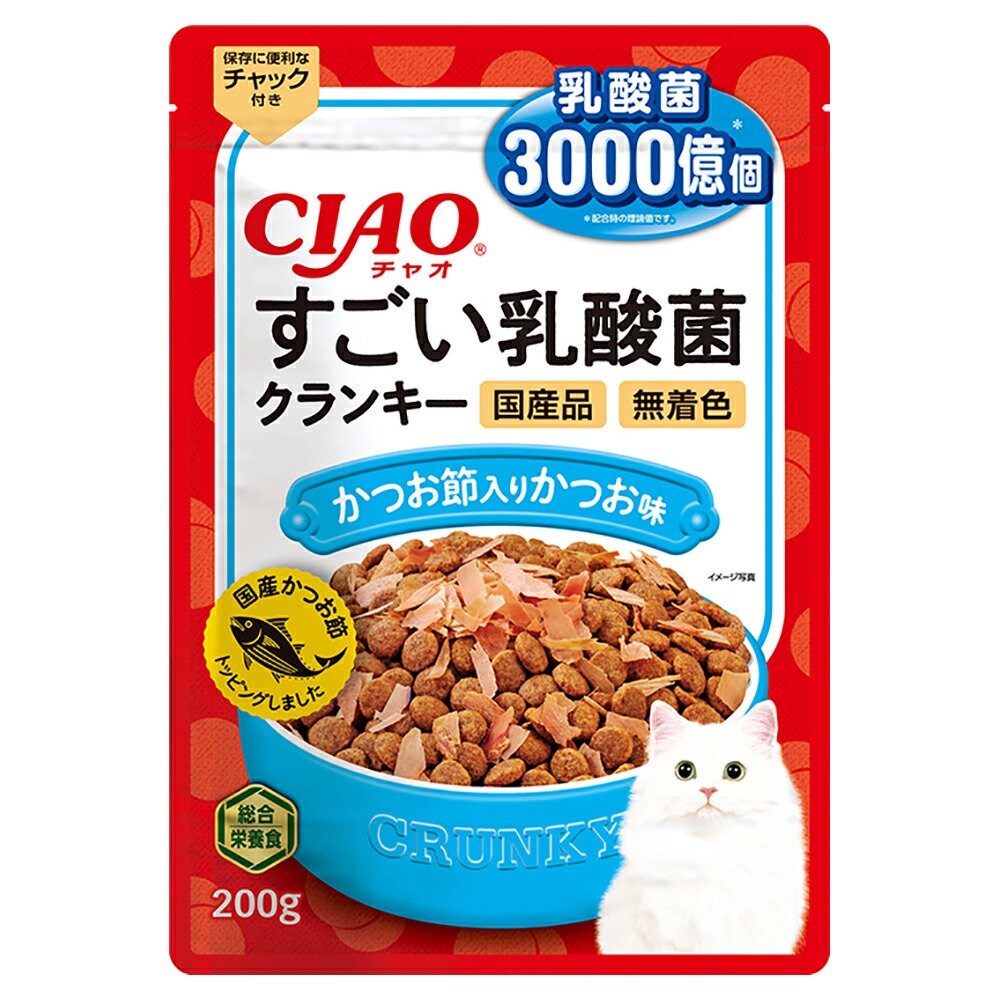 キャットフード　いなば　ＣＩＡＯ　すごい乳酸菌クランキー　かつお節入り　かつお味　２００ｇX２４　ＣＲＣ35―15―20―05―40