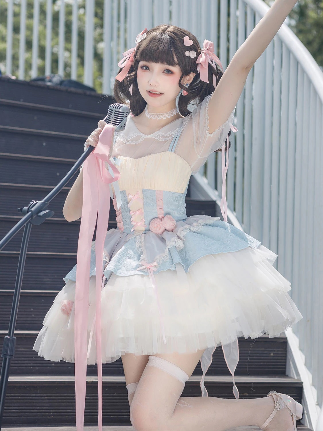 ローズピーチワインロリータレディースサスペンダードレス夏可愛いロリータスイートスカート