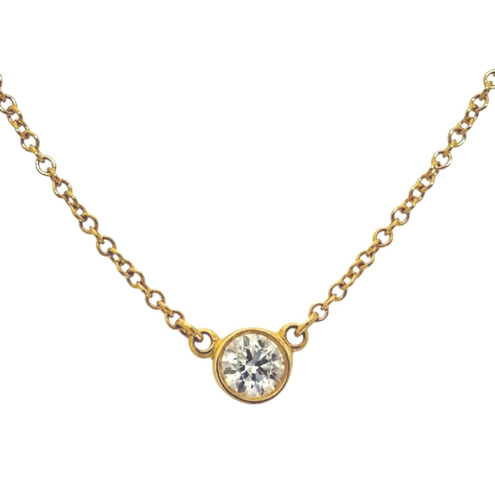 ティファニー バイザヤード 約0.12ct ネックレス 18金 K18イエローゴールド ダイヤモンド TIFFANY&Co. 中古 美品